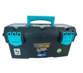 Plastic Tool Box With Upper Compartments, Turquoise Color, New Model, 16 Inches, Size 410×206×192 Mm...