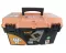 Plastic Tool Box With Upper Compartments And Movable Internal Drawers, Peach Color, 17 Inches, Size 434×250×238 Mm, Brand: MANO, Made In Turkey