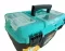 Plastic Tool Box With Upper Compartments And Movable Internal Drawers, Turquoise Color, New Model, 17 Inches, Size 434×250×238 Mm, Brand: MANO