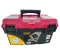 Plastic Tool Box With Upper Compartments And Movable Internal Drawers, Red Color, New Model, 17 Inches, Size 434×250×238 Mm, Brand: MANO