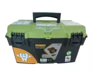 Plastic Tool Box With Upper Compartments And Movable Internal Drawers, Light Green Color, 17 Inches,...