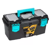 Plastic Tool Box With Upper Compartments, Turquoise Color, 16 Inches, Size 410×206×192 Mm, Brand: MA...