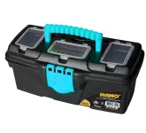 Plastic Tool Box With Upper Compartments, Turquoise Color, 13 Inches, Size 320×165×135 Mm, Brand: MA...
