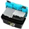 Plastic Tool Box With Upper Compartments And Internal Movable Drawers, Turquoise Color, 17 Inches, Size 434×250×238 Mm, Brand: MANO