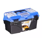 Plastic Tool Box With Upper Compartments And Internal Movable Drawers, Light Blue Color, 17 Inches, ...