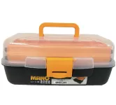 Plastic Tool Box With Top Compartments And Removable Inner Drawers, Transparent, 14 Inches, Dimensio...