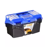 Plastic Tool Box With Top Compartments And Removable Inner Drawers, 17 Inches, Blue Color, Dimension...