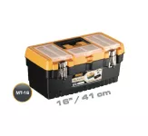 Plastic Tool Box With Metal Latch And Top Compartments, 16-inch Size (413×212×186 Mm), Mano Brand, M...