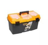 Plastic Tool Box With Top Compartments, 21-inch Size (535×291×280 Mm), Mano Brand, Made In Turkey.