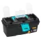 Black Plastic Tool Box With Top Compartments, 13-inch Size (320×165×135 Mm), Mano Brand, Made In Turkey.