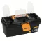 Black Plastic Tool Box With Top Compartments, 13-inch Size (320×165×135 Mm), Mano Brand, Made In Turkey.