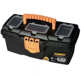 Black Plastic Tool Box With Top Compartments, 13-inch Size (320×165×135 Mm), Mano Brand, Made In Tur...