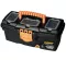 Black Plastic Tool Box With Top Compartments, 13-inch Size (320×165×135 Mm), Mano Brand, Made In Turkey.