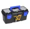 Black Plastic Tool Box With Top Compartments, 16-inch Size (410×206×192 Mm), Mano Brand, Made In Turkey.