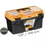 Plastic Tool Box With Top Compartments, 18 Inches, Size 432×250×238 Mm, Brand: Mano, Made In Turkey.
