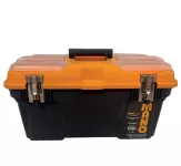 Heavy-duty Plastic Tool Box With Metal Lock And Top Compartments, 19 Inches, Size 263×494×250 Mm, Br...