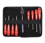 9-Piece Red Handle Slotted And Phillips Screwdriver Set With Leather Case, 4000M/9ST1