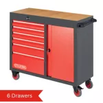 Heavy-Duty Wooden Top Tool Trolley – 6 Super Drawers With Side Tool Holder, Turkish Ceta Form – Mode...