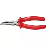 Curved Long-nose Pliers (alligator Type), Red Handle, 160 Mm, Model E16-43-0160