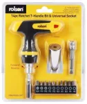 Ratchet T-Handle Screwdriver, Screwdriver Bits & Universal Socket, 14 Piece