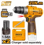 INGCO Cordless Impact Drill 12V + 2 Battary