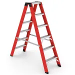 Double Fiberglass Ladder, 6 Wide Steps
