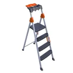 Metal Ladder, 3 Steps, 0.84 Meters, Wide D-shaped Design With A Multi-purpose Cover, 150 Kg Load Cap...