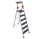 Metal Ladder, 5 Steps, 1.3 Meters, Wide D-shaped Design With A Multi-purpose Cover, 150 Kg Load Capa...