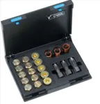 طقم ورشة إصلاح السن اللولبي V-COIL (48 قطعة) بمقاسات M13x1.5 / M15x1.5 / M17x1.5 لإصلاح سُن لولب مسامير تصريف الزيت