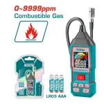 TOTAL Tools Digital Gas Detector with LCD Screen and 3 AAA Batteries – Model TETGA031