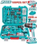 Total 66Nm Drill + Hand Tools Set – 166 Pieces