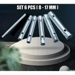 6pcs 8-17mm Tube Spanner Set Metric Tubular Box Wrench Tube Bar Spark-Plug Spanner Steel Double Ende...