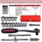 22 Pcs 3/8” Dr. Socket Wrench Set, Professional CRV SAE & Metric Sockets, Quick-Release Ratchet, Universal Joint, Extension Bars, Premium Carry Tool C