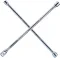 24" Heavy Duty Nickel-Plated Cross Lug Wrench For Truck Tires (Sizes: 24-27-32 Mm + 3/4" Socket)