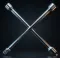 24" Heavy Duty Nickel-Plated Cross Lug Wrench For Truck Tires (Sizes: 24-27-32 Mm + 3/4" Socket)