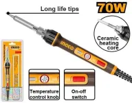 INGCO Electric Soldering Iron 70W With Adjustable Temperature, Ceramic Heating Core, Long Life Tips,...