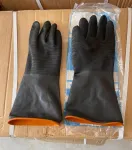 Black Rubber Gloves For Chemicals And Paints.